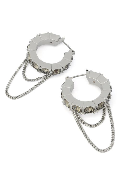 Allsaints Chain Crystal Hoop Earrings In Silver