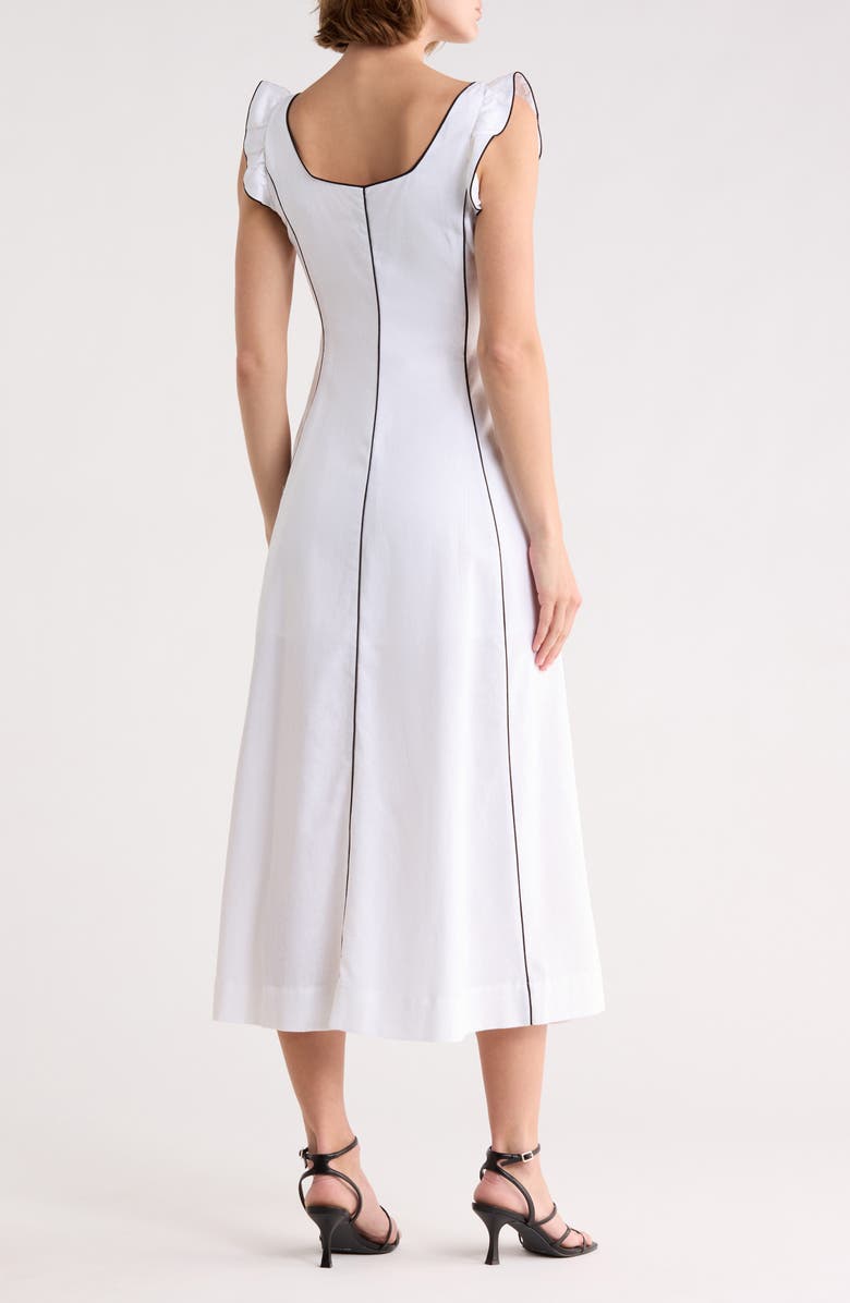 Ellen Tracy Piped Midi Dress, Alternate, color, White