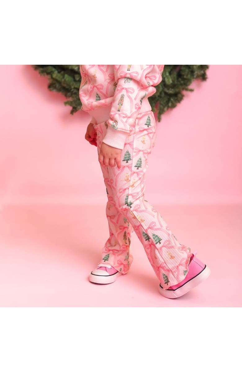 Sweet Wink Nutcracker Trellis Christmas Flare Legging, Alternate, color, Ballet Pink