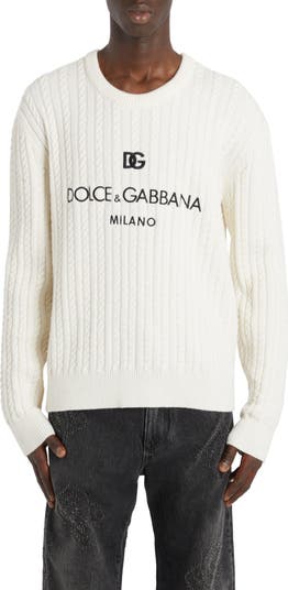 Dolce & Gabbana Black Ring Print Silk Crewneck Sweater