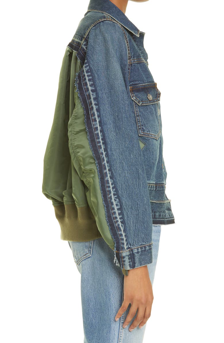 Sacai Hybrid Denim MA-1 Jacket, Alternate, color, Blue