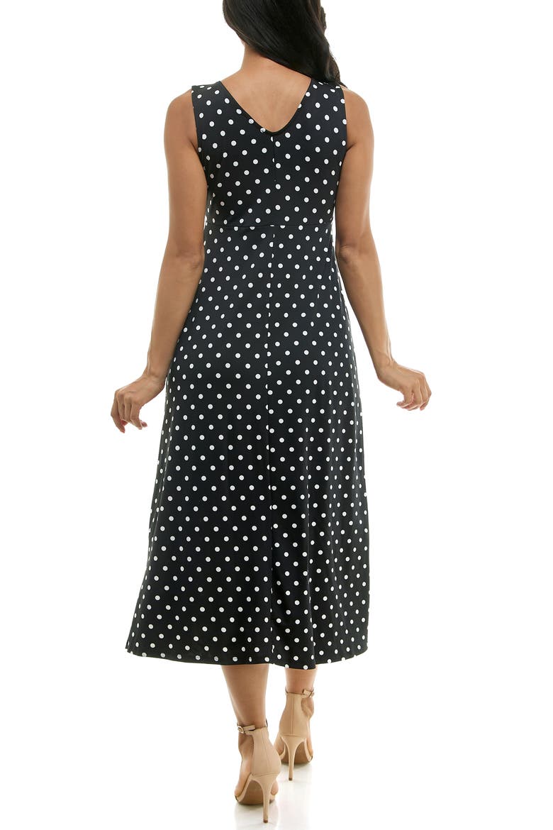 Tie Front Sleeveless Midi Dress, Alternate, color, BLACK/ IVORY