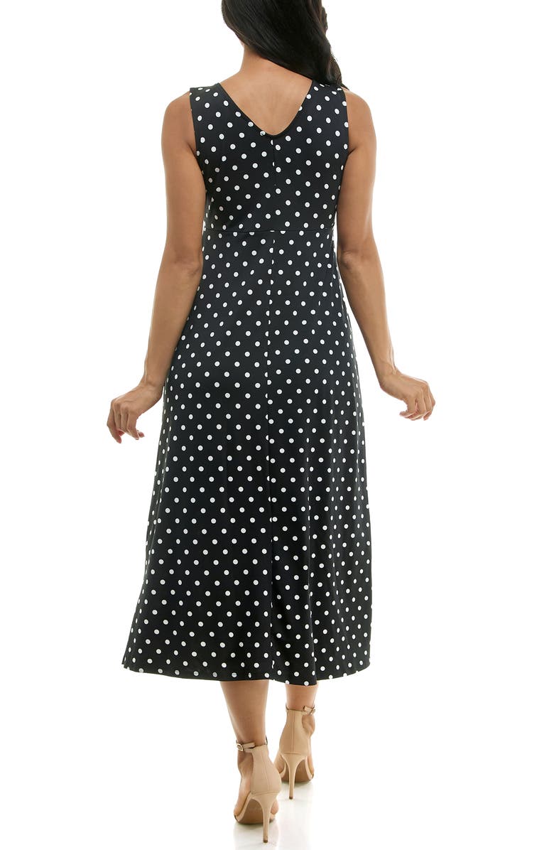 Nina Leonard Tie Front Sleeveless Midi Dress, Alternate, color, Black/ Ivory