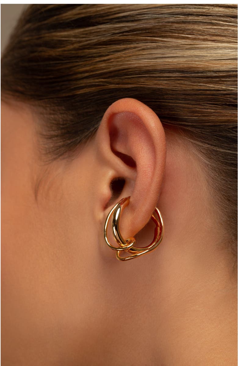 PIERETTI Colette twisted statement ear cuff, Alternate, color, Gold Plate