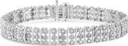 Haus of Brilliance Silver 1.00 Cttw Diamond Multi Row Heart Link Bracelet - 7.25" Inches