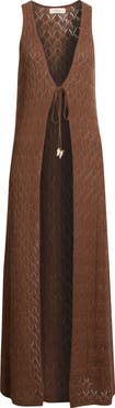 Elan Sleeveless Tie Front Pointelle Cover-Up