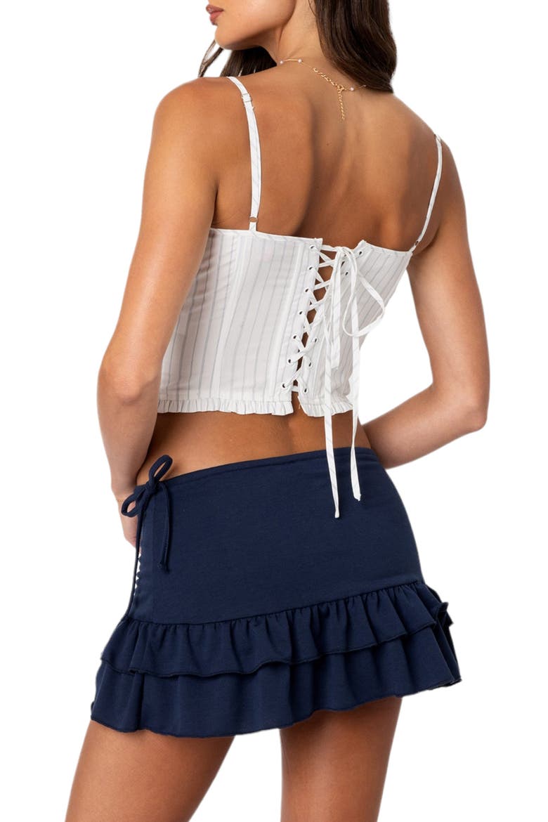 Greca Stripe Poplin Corset Top, Alternate, color, WHITE-AND-BLUE