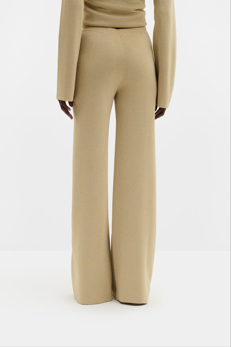 Ammie Metallic Milano Knitted Trousers, Alternate, color, Pale Gold