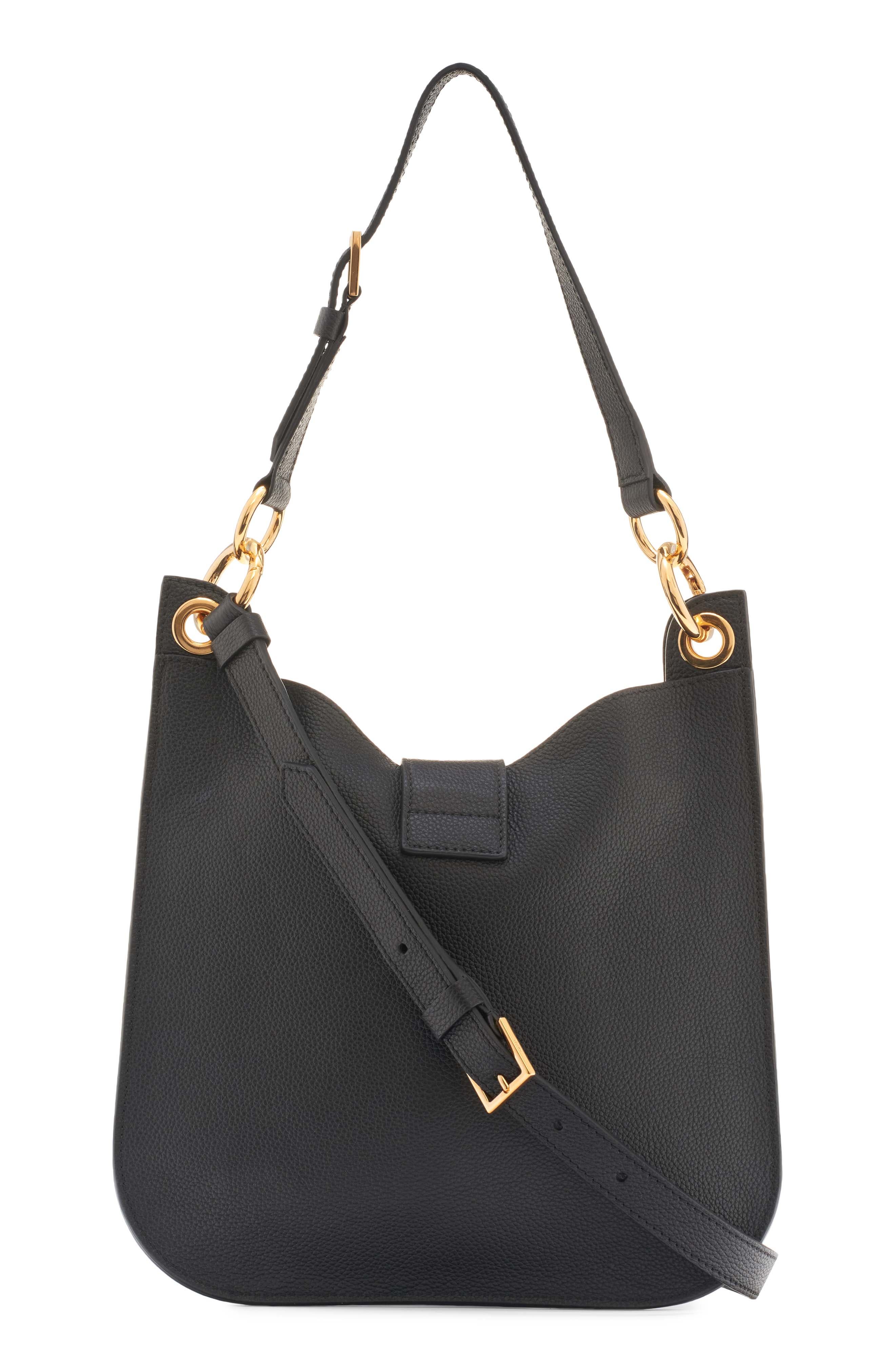 TOM FORD Small Tara Leather Top Handle Bag, Alternate, color, 1N001 Black