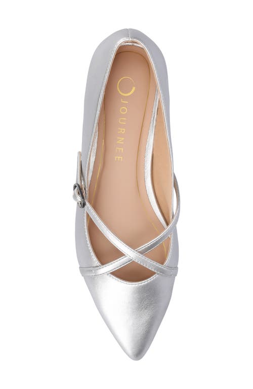 Journee Collection Women's Camby Crisscross Strap Pointed Toe Flats In Silver