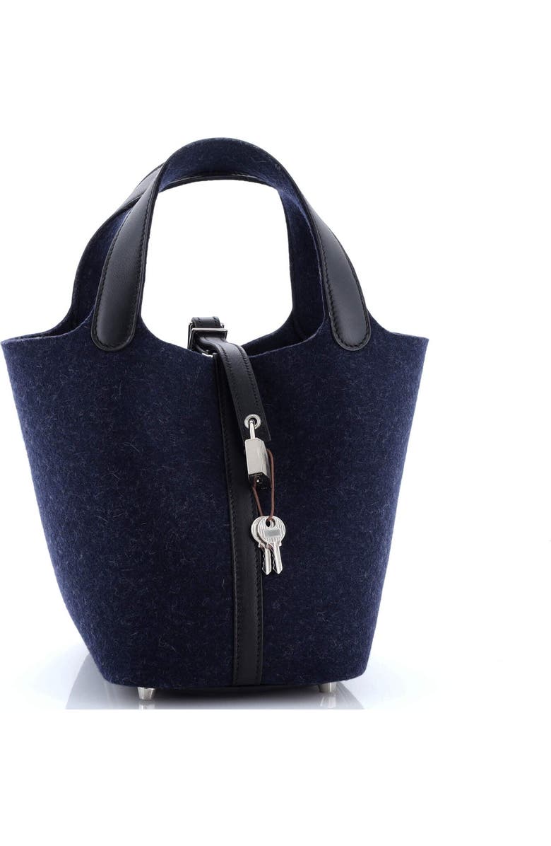 Pre-Owned Hermes Picotin Lock Bag Felt with Leather PM, Alternate, color, Bleu Nuit