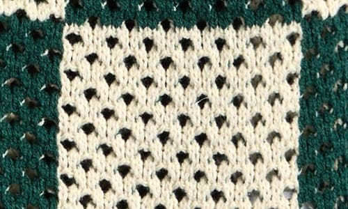 Pacsun Kids' Spence Checkered Open Knit Camp Shirt In Green/cream