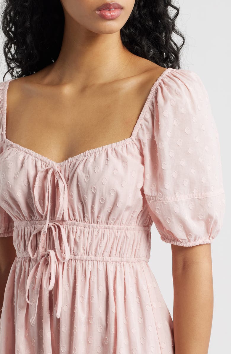 Blu Pepper Puff Sleeve Tiered Cotton Midi Dress, Alternate, color, Pink