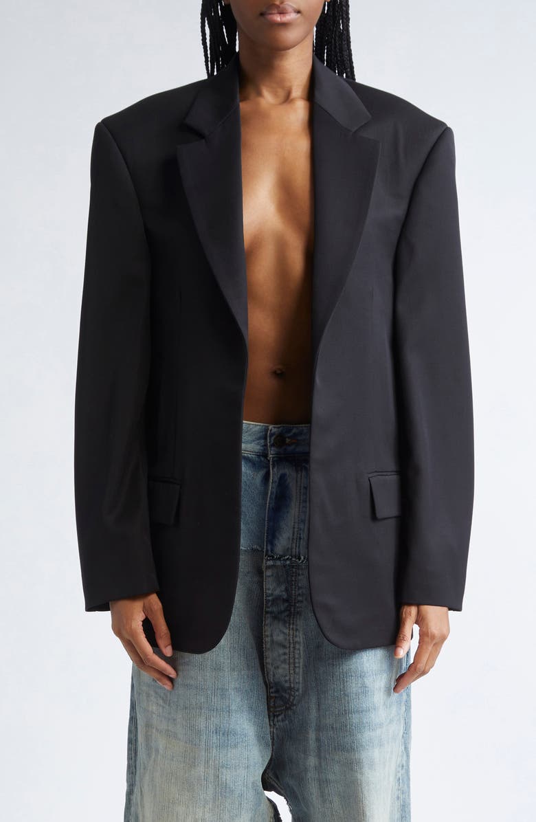 Balenciaga Tailored Wool Gabardine Blazer, Main, color, 1000 Black