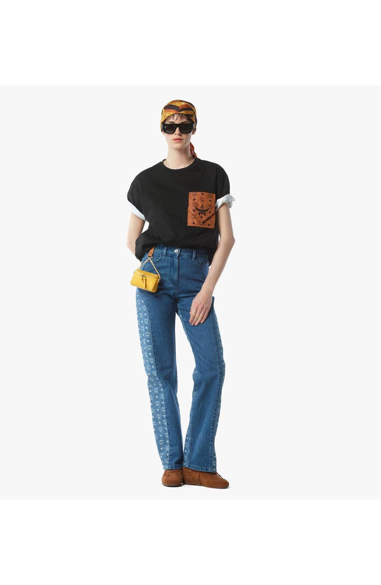 MCM Monogram Jeans in Denim Jacquard, Alternate, color, Blue