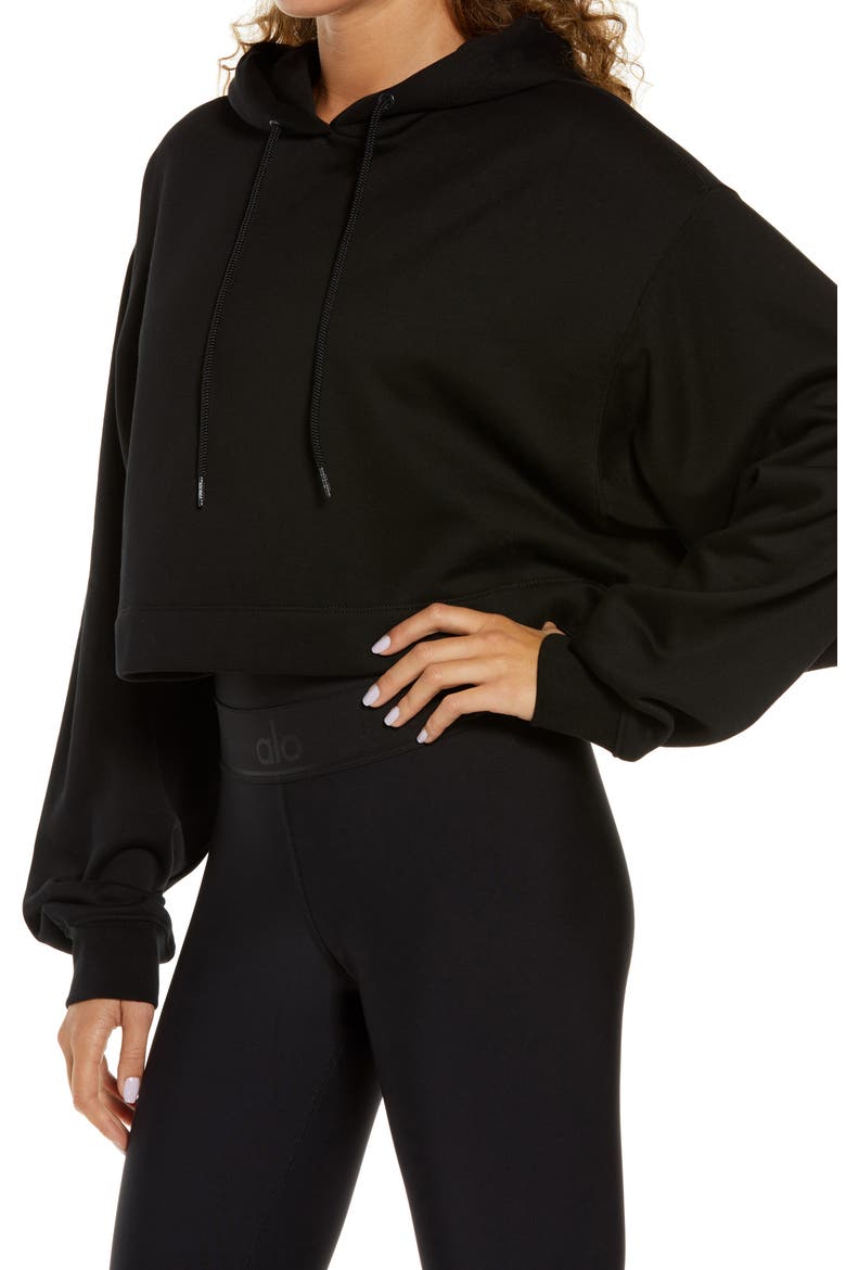 Bae Crop Hoodie, Alternate, color, BLACK