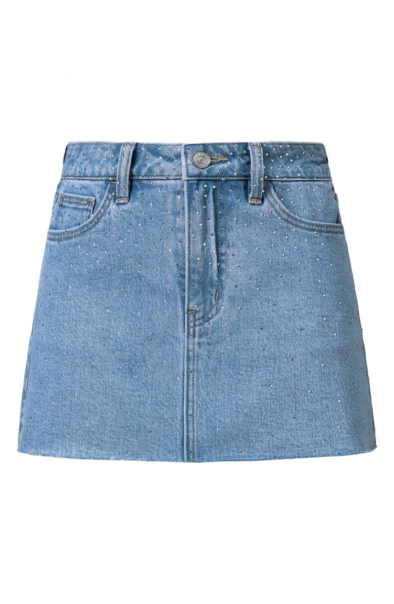 Bayeas Rhinestone Raw Hem Denim Miniskirt, Alternate, color, Blueberry