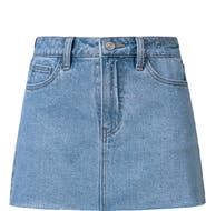 Bayeas Rhinestone Raw Hem Denim Miniskirt
