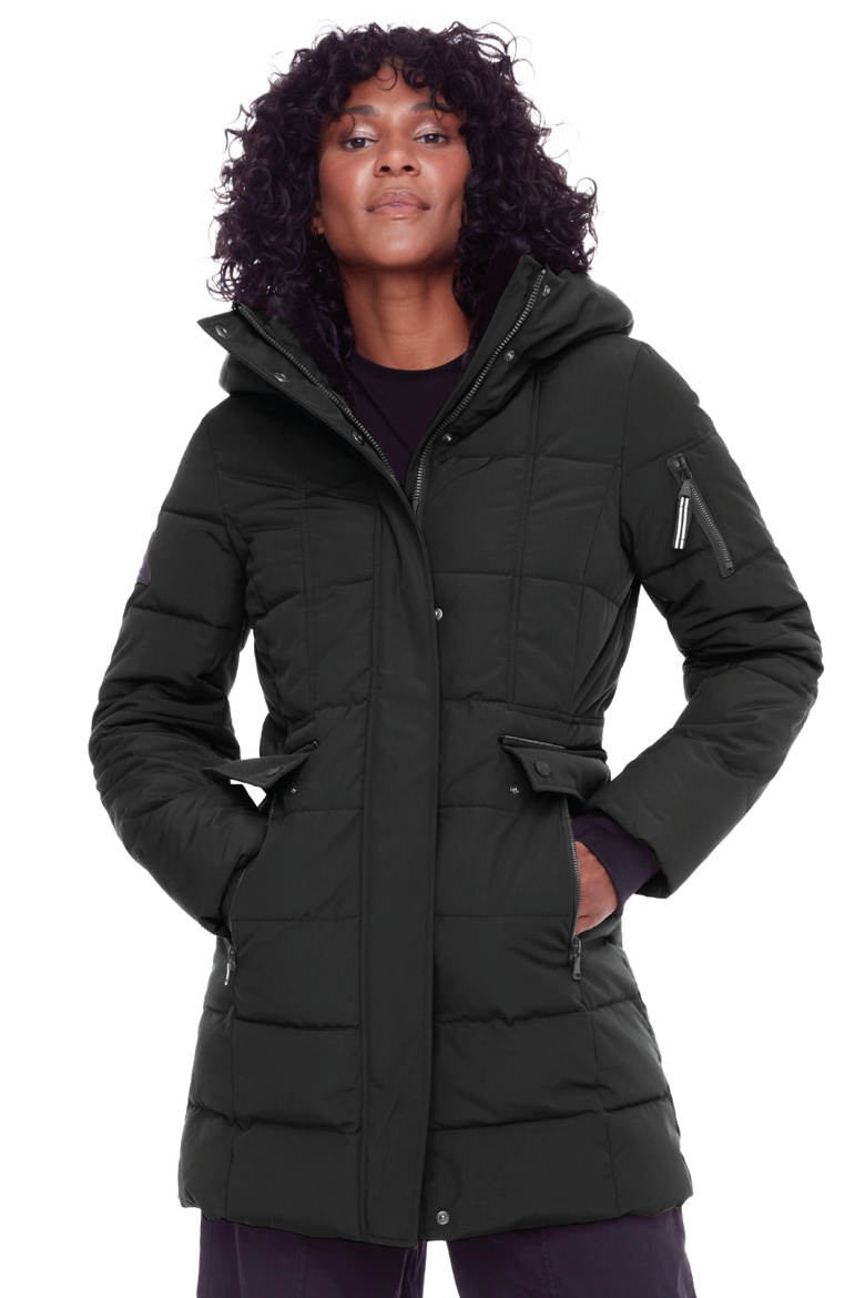KOOTNEY - Vegan Down Mid-Length Parka Coat, Main, color, BLACK