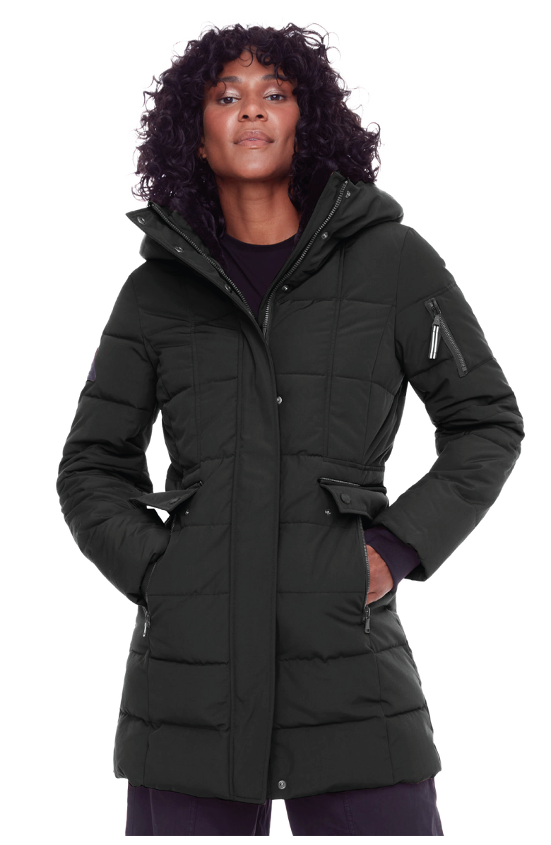 Alpine North KOOTNEY - Vegan Down Mid-Length Parka Coat, Main, color, Black