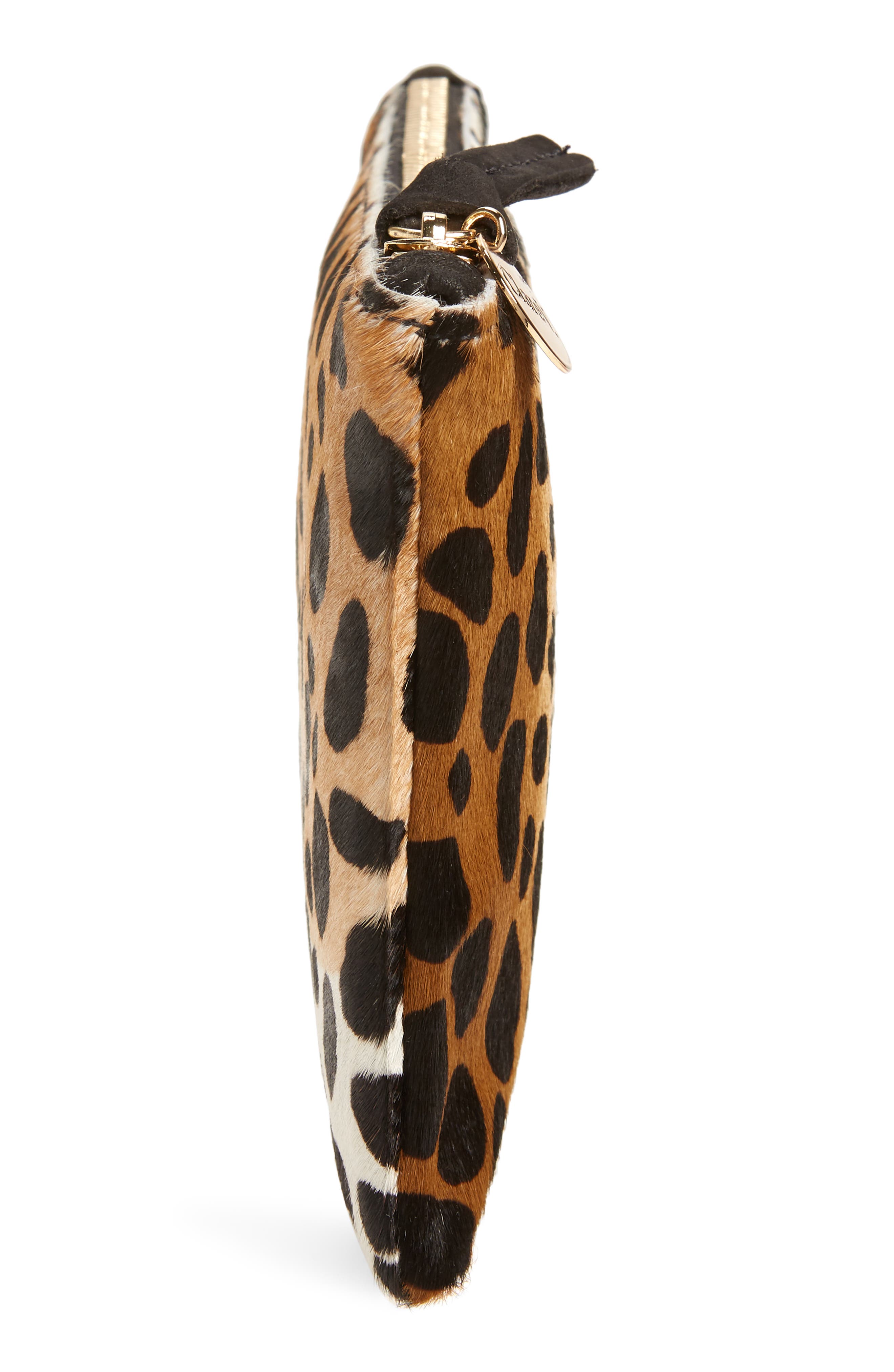 Clare V. Zip Top Genuine Calf Hair Clutch, Alternate, color, 