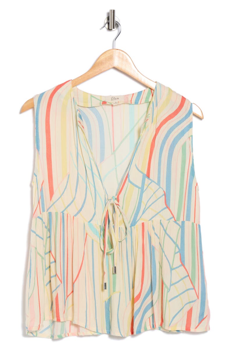 Elan Stripe Tie Front Cover-Up Tank, Alternate, color, Multi Santa Barbara