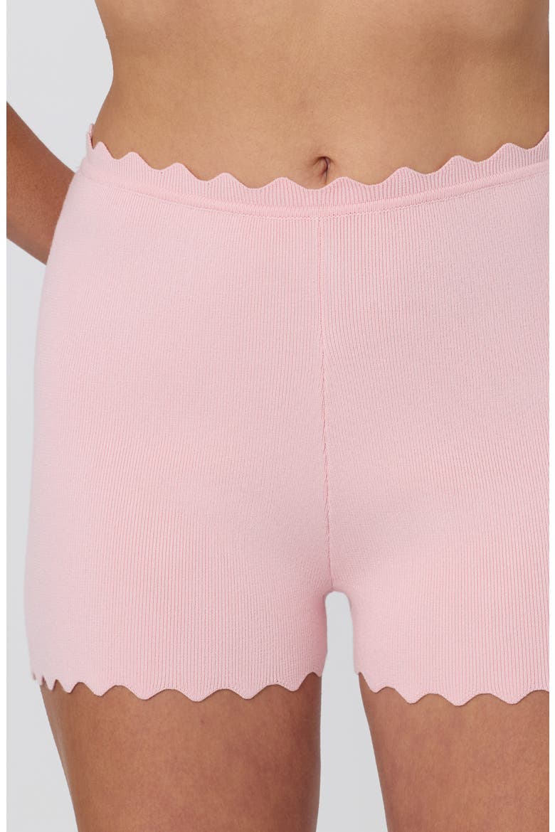 Scalloped Edge Knit Shorts, Alternate, color, PINK