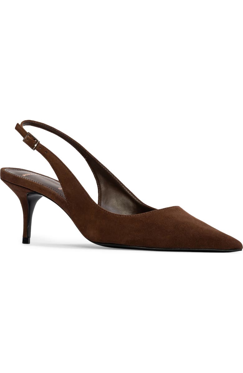 BLACK SUEDE STUDIO Alloy Pointed Toe Slingback Pump, Main, color, Brown