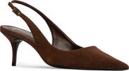 BLACK SUEDE STUDIO Alloy Pointed Toe Slingback Pump