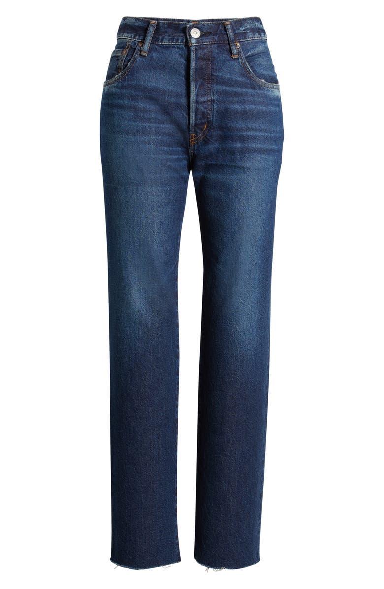 MOUSSY VINTAGE Medley Distressed Raw Hem Ankle Straight Leg Jeans, Alternate, color, Dark Blue
