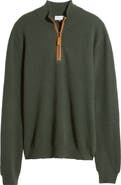 Lorenzo Uomo Merino Wool & Cashmere Bird's Eye Quarter Zip Sweater