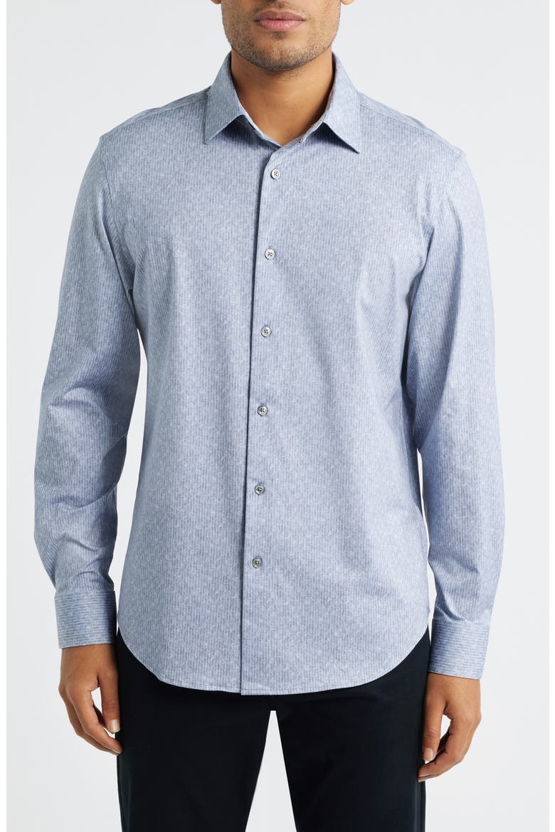 Jimmy OoohCotton® Stripe Floral Button-Up Shirt, Main, color, STEEL