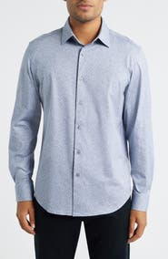 Bugatchi Jimmy OoohCotton® Stripe Floral Button-Up Shirt