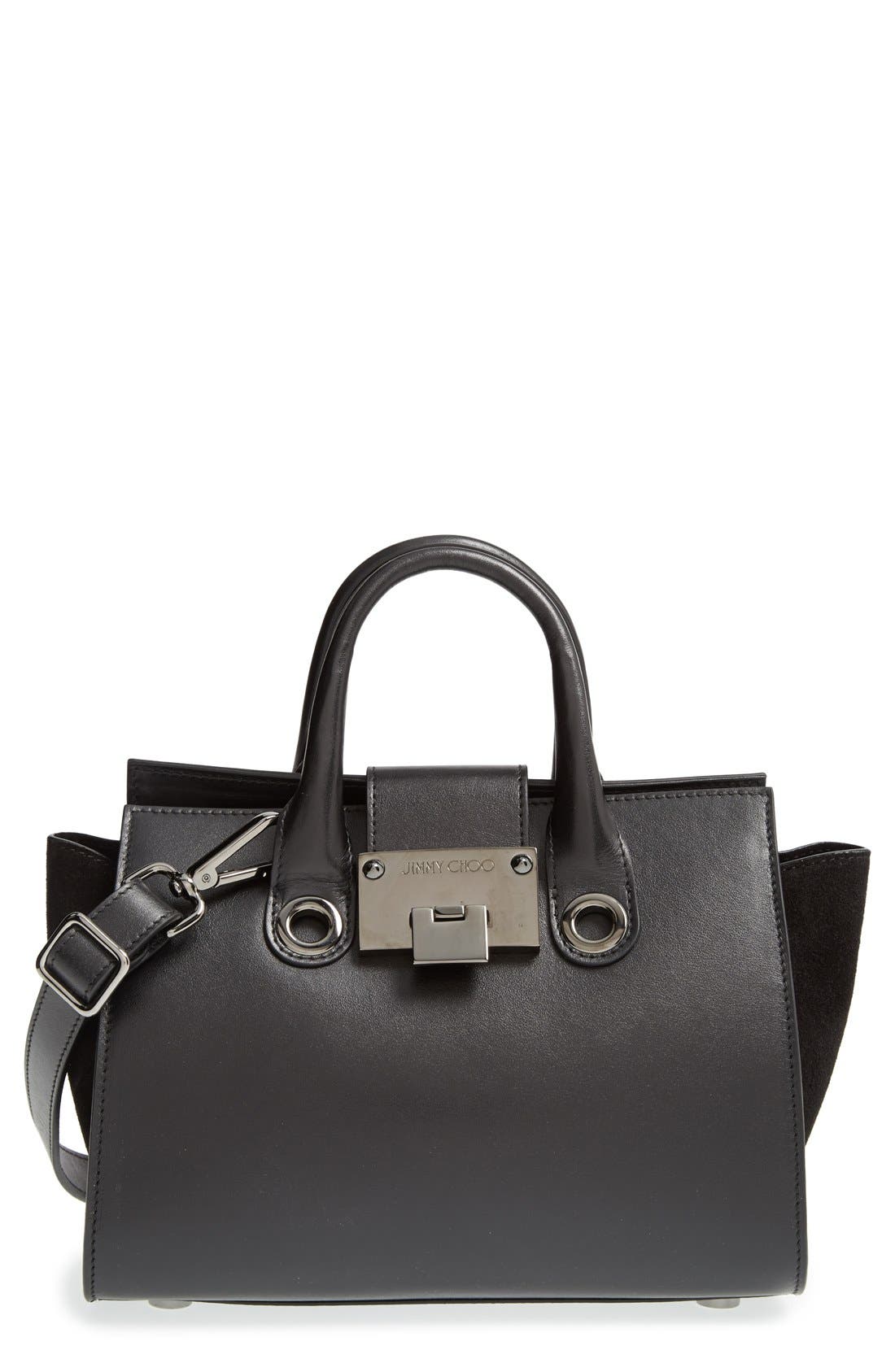 Jimmy Choo 'Mini Riley' Leather Crossbody Bag, Main, color, 