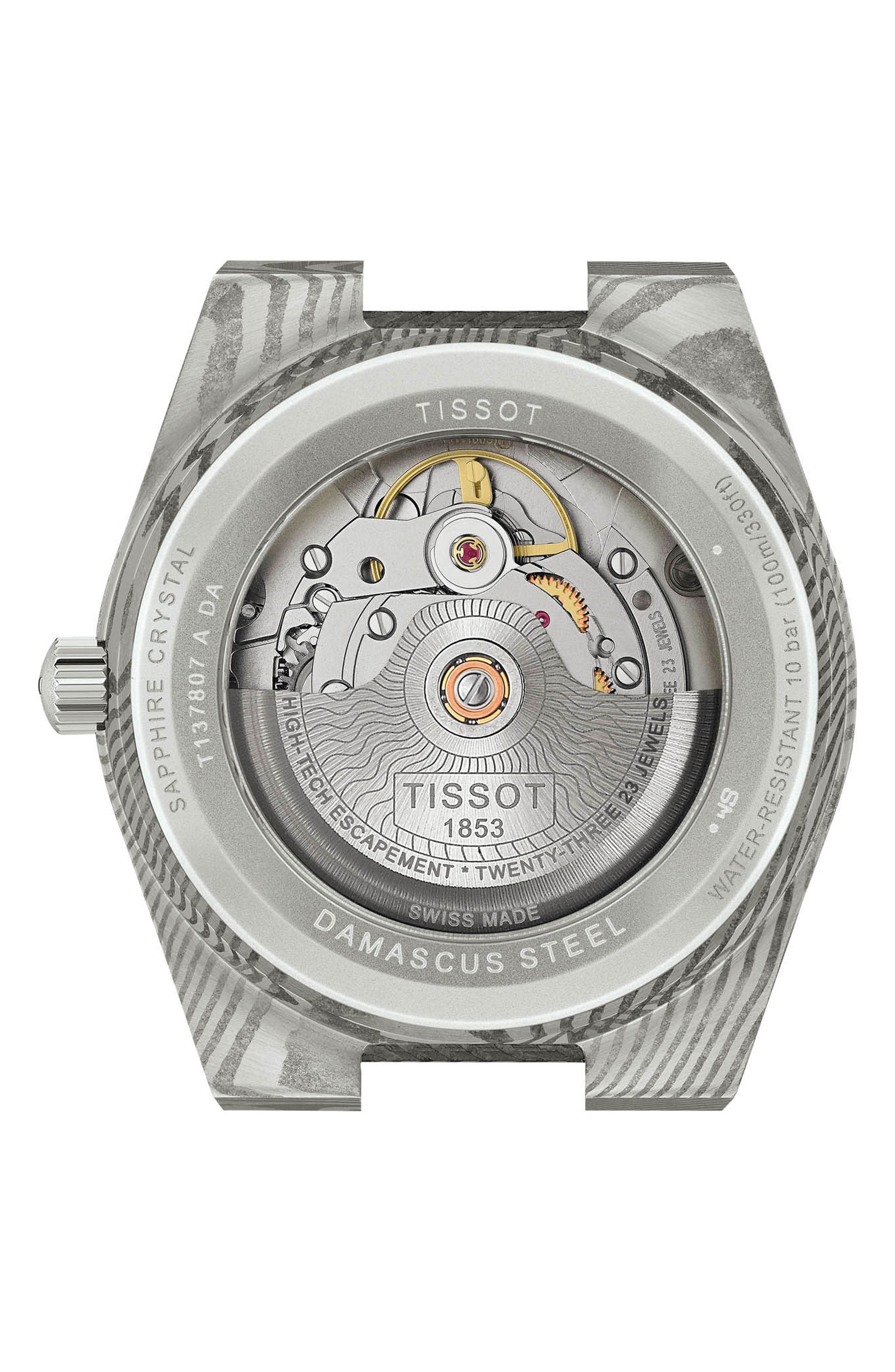 PRX Powermatic 80 Damascus Steel Leather Strap Watch, 38mm | Nordstrom