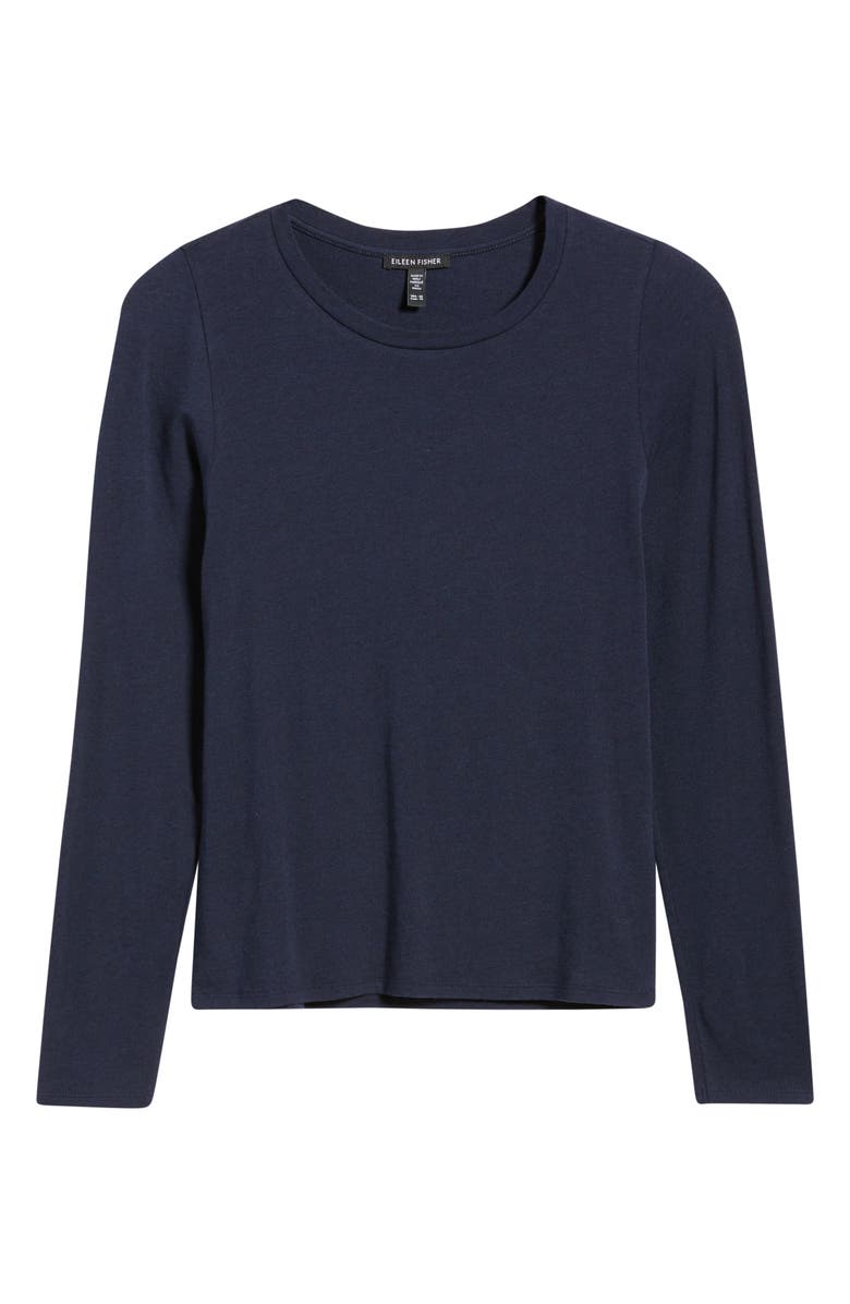 Eileen Fisher Stretch Organic Cotton Blend T-Shirt, Alternate, color, Ink