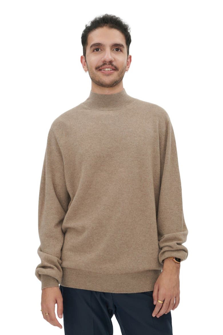 Essential Mock Neck Cashmere Sweater, Alternate, color, taupe