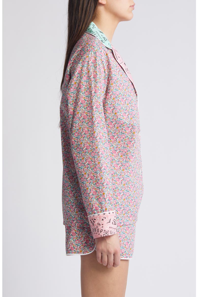 x Liberty London Mixed Print Pajama Shirt (Nordstrom Exclusive), Alternate, color, MINT / PALE PINK