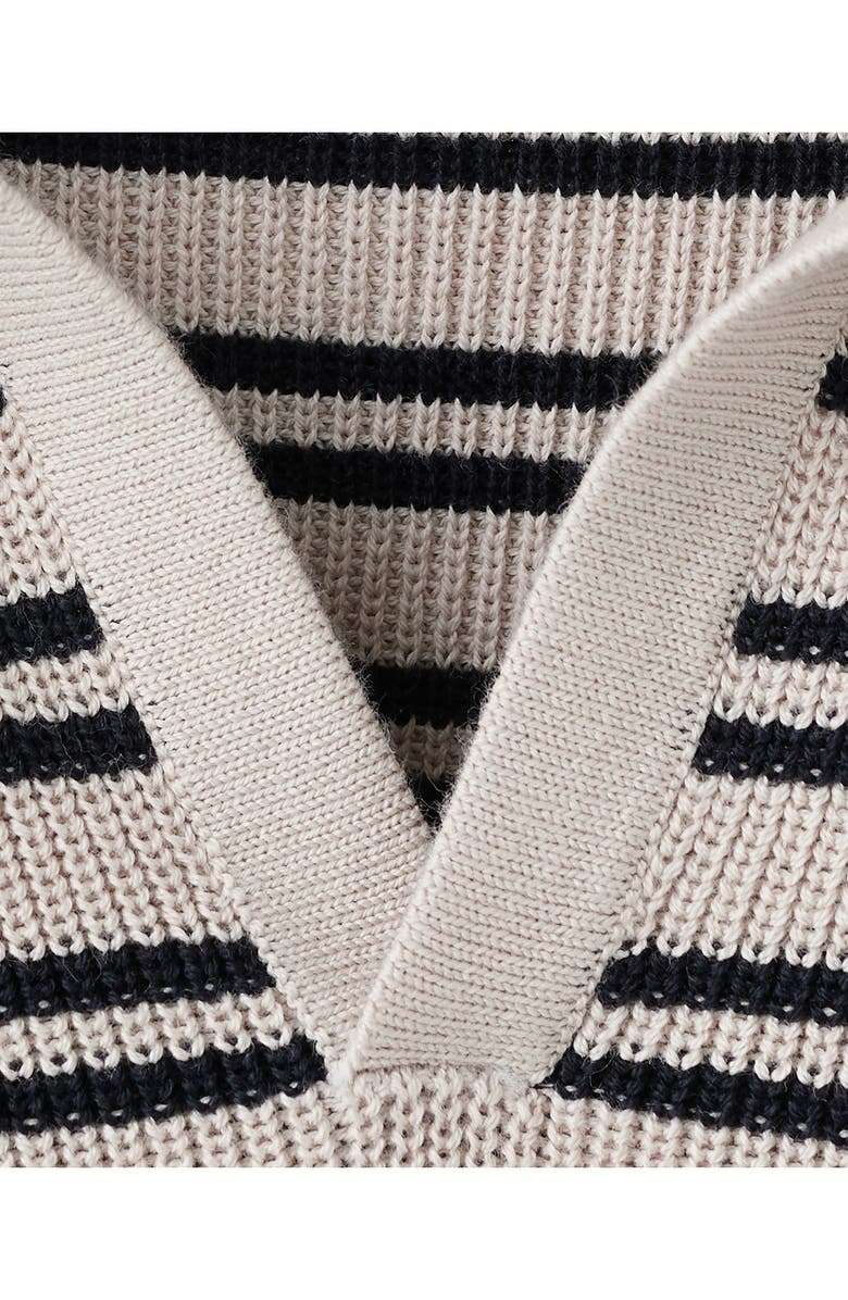 MANGO Stripe Knit Polo, Alternate, color, Beige