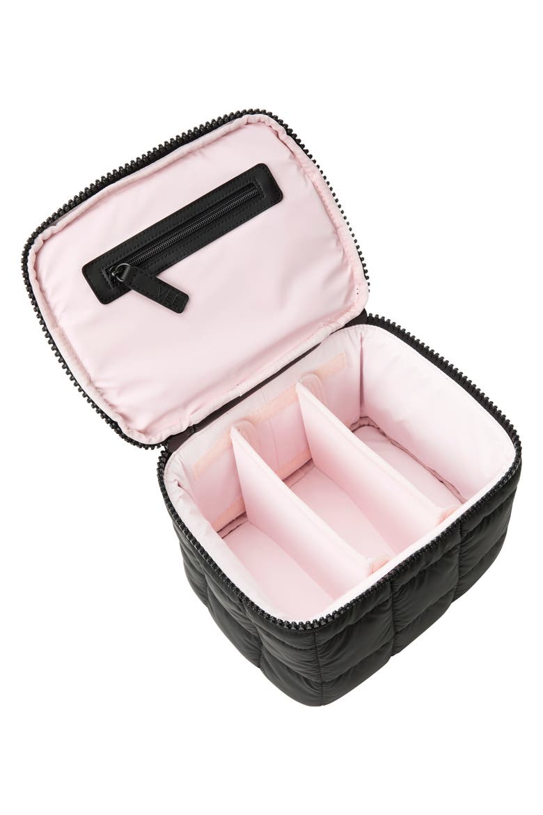 Tall Porter Quilted Vanity Case, Alternate, color, MATT BLACK BLK
