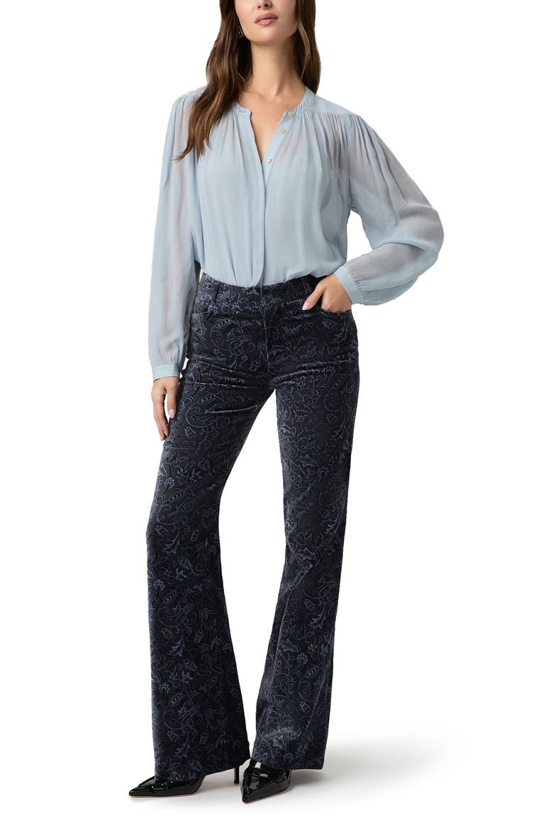 Leenah Wide Leg Stretch Velvet Trousers, Alternate, color, NAVY MULTI