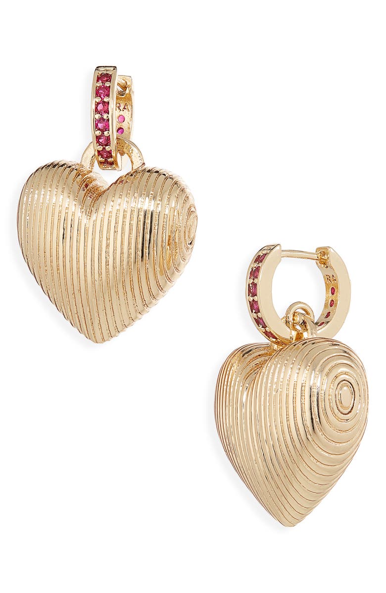 ROXANNE ASSOULIN Mini Florentine Heart Earrings, Main, color, Gold