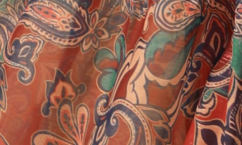 Flying Tomato Paisley Smocked Long Sleeve Maxi Dress In Red