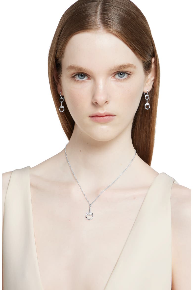 Pavé Diamond Horsebit Pendant Necklace, Alternate, color, WHITE GOLD
