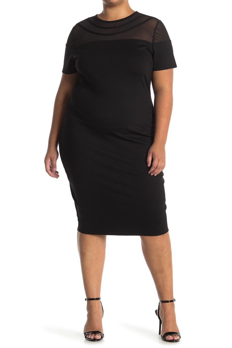 Charlize Contrast Dress, Alternate, color, BLACK