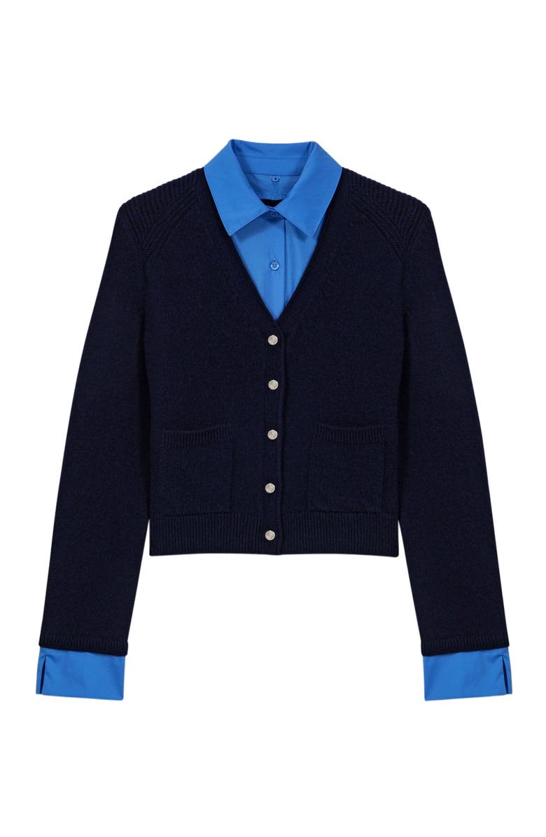 maje Cardigan with removable details, Alternate, color, Navy