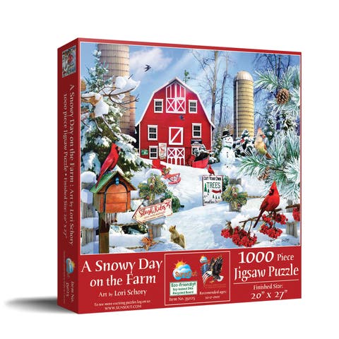 A Snowy Day on the Farm 1000 piece Jigsaw Puzzle for Adults