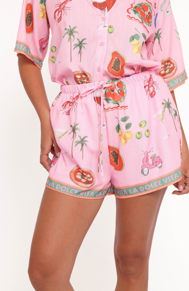 Petal & Pup Giulia La Dolce Vita Print Button-Up Shirt & Shorts Set, Alternate, color, Dolce Vita