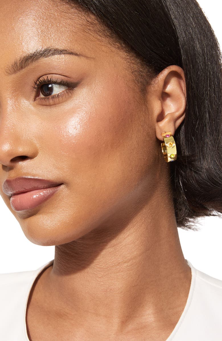 Kurt Geiger London Evil Eye Hoop Earrings, Alternate, color, Gold/ Multi