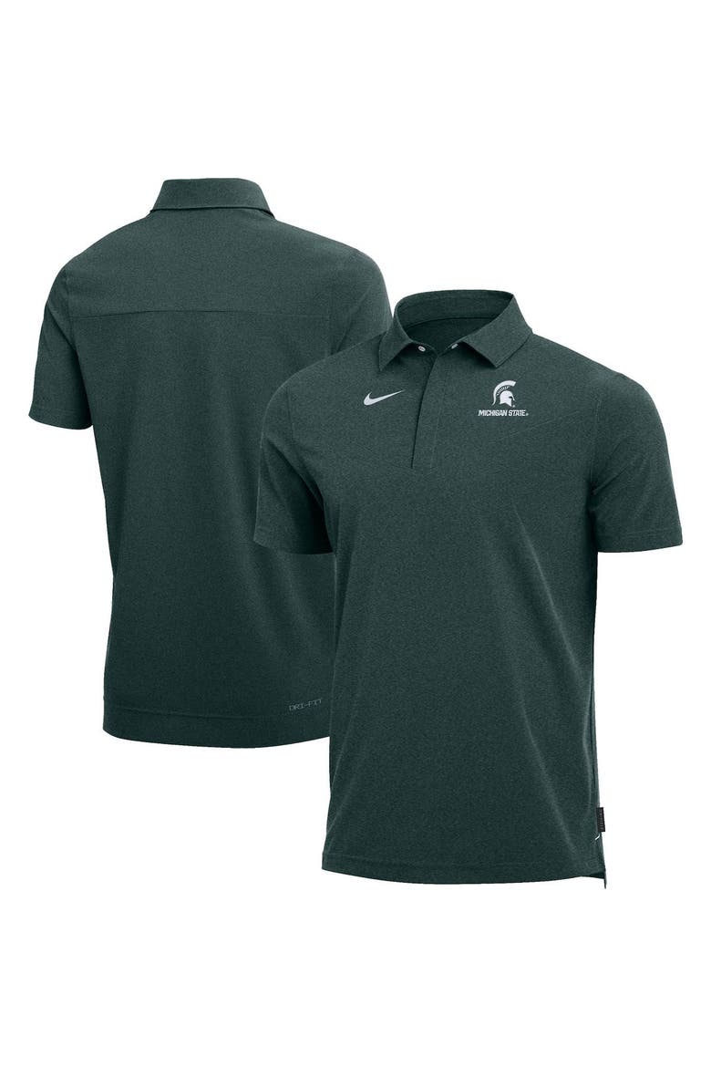 Men's Nike Heathered Green Michigan State Spartans 2022 Coach Performance Polo, Main, color, Heather Green